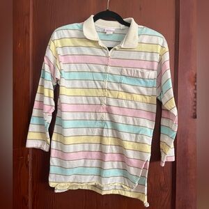 Striped Pastel Button Down Shirt with shoulder pads